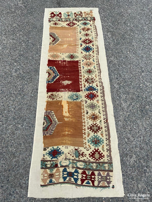 Turkish Antique Mounted Kilim Fragment (336 X 96Cm) Kilim