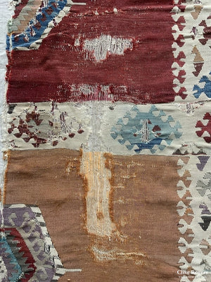 Turkish Antique Mounted Kilim Fragment (336 X 96Cm) Kilim