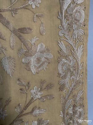 Turkish Ottoman Silk Embroidered Hanging On Fine Wool (Af) Late 19Th Cent Embroidery