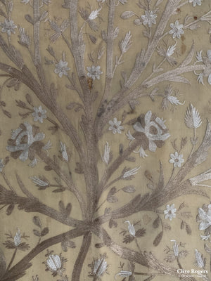 Turkish Ottoman Silk Embroidered Hanging On Fine Wool (Af) Late 19Th Cent Embroidery