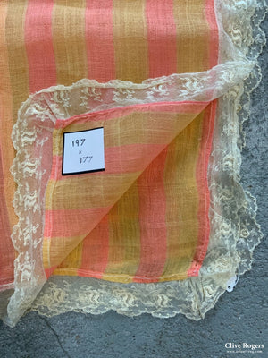 Turkish Diaphonise Antique Stripped Silk Guaze Bedcover (197 X 177Cm)