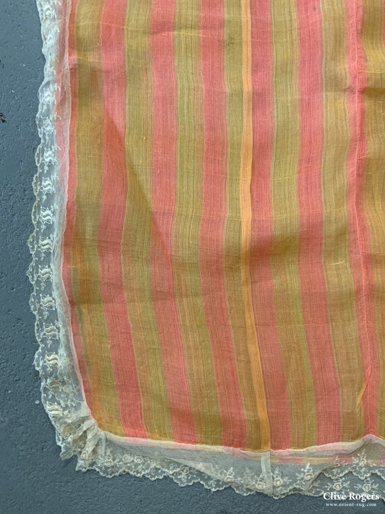 Turkish Diaphonise Antique Stripped Silk Guaze Bedcover (197 X 177Cm)
