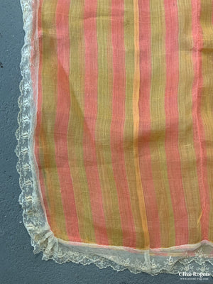 Turkish Diaphonise Antique Stripped Silk Guaze Bedcover (197 X 177Cm)