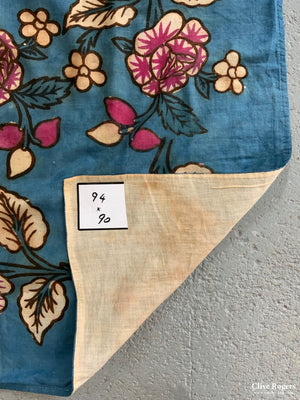Turkish Light Cotton Blue Handblock Print (94 X 90Cm)