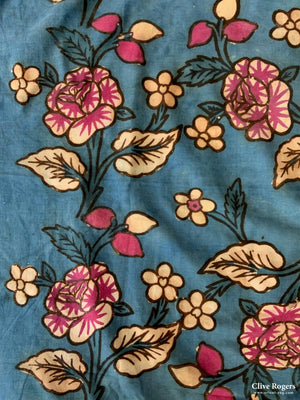 Turkish Light Cotton Blue Handblock Print (94 X 90Cm)