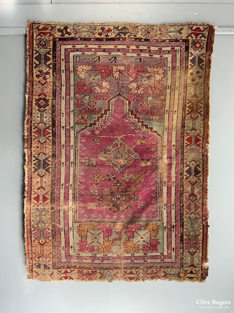 Turkish Kershehir Antique Prayer Rug ( 143 X 103Cm )