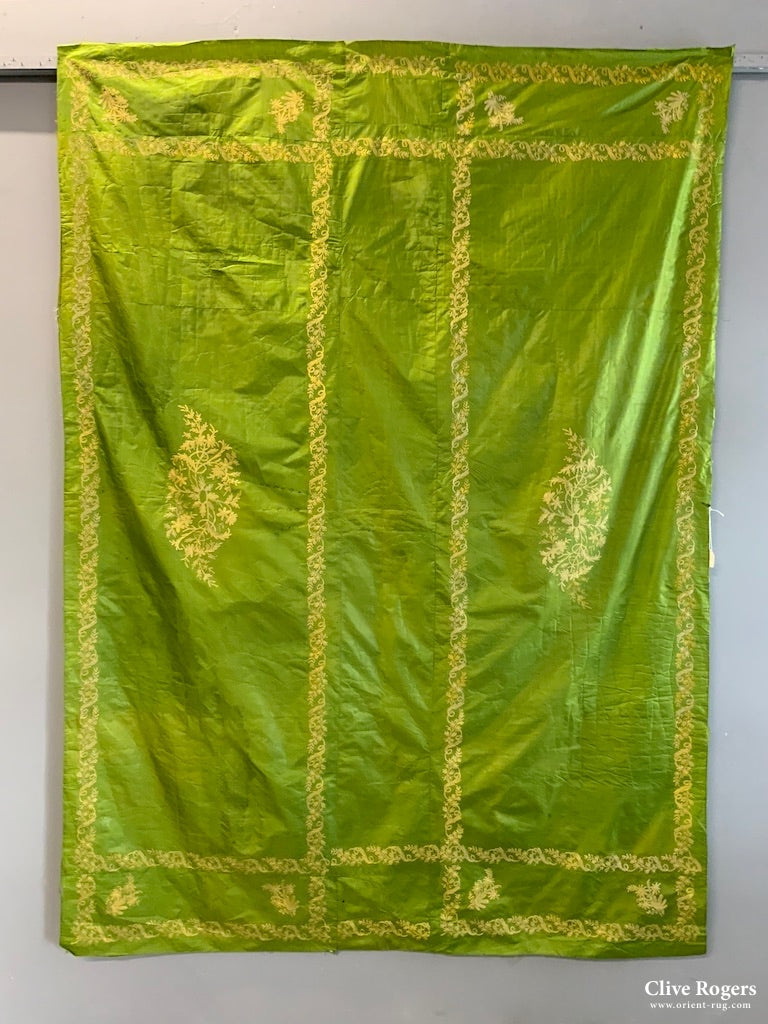 Turkish Ottoman Embroidery On Shot Silk ( 196 X 140Cm)