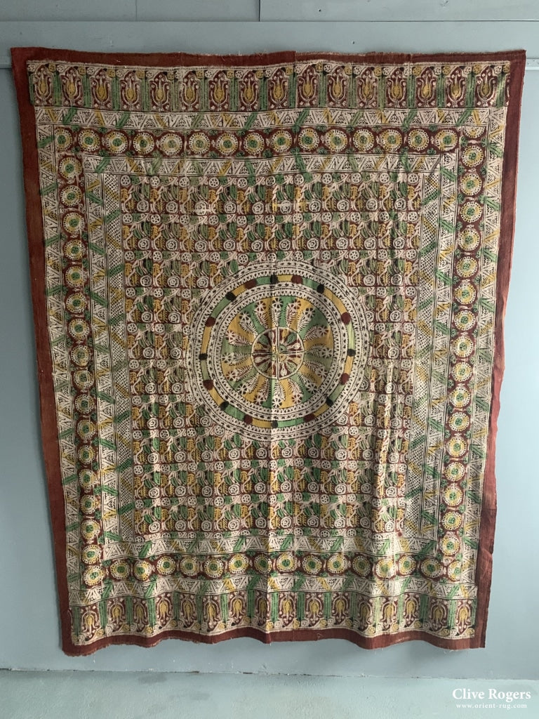 Turkish Wood-Block Print On Heavy Cotton Cover Circa 1900 Block