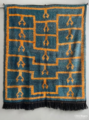 Turkish Tulu Rug With Blue Stepped Seljuk Design (191 X 159Cm)