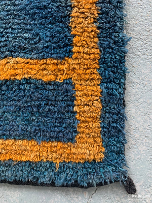 Turkish Tulu Rug With Blue Stepped Seljuk Design (191 X 159Cm)