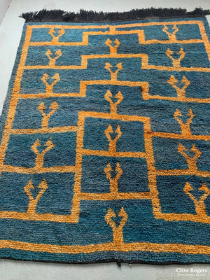 Turkish Tulu Rug With Blue Stepped Seljuk Design (191 X 159Cm)