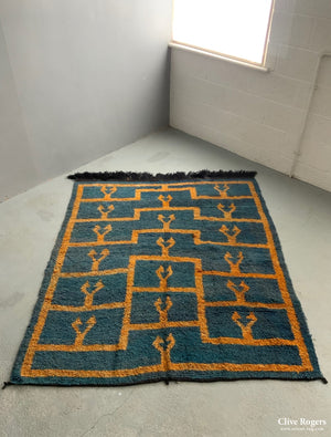 Turkish Tulu Rug With Blue Stepped Seljuk Design (191 X 159Cm)