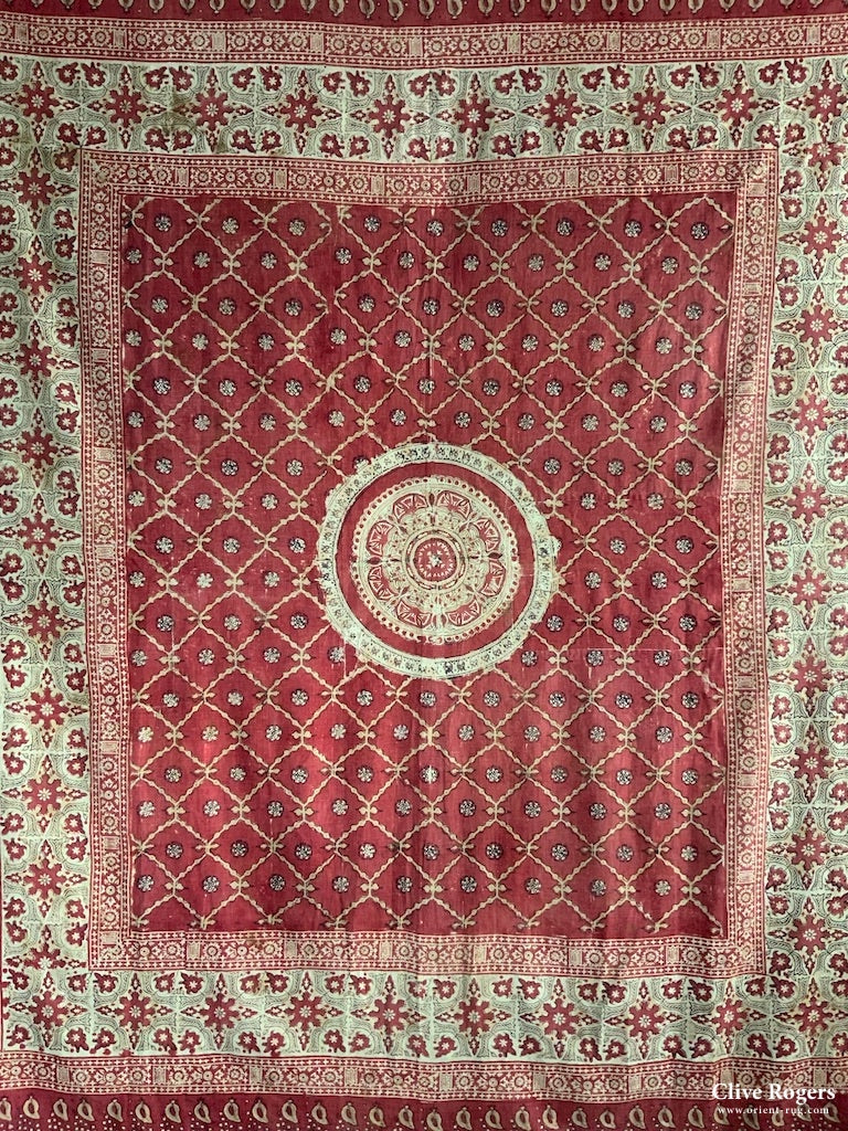 Uzbek Antique Wood Block Print Heavy Cotton (235 X 211Cm)