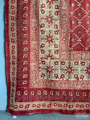 Uzbek Antique Wood Block Print Heavy Cotton (235 X 211Cm)