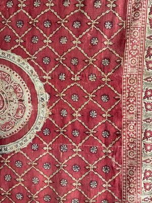 Uzbek Antique Wood Block Print Heavy Cotton (235 X 211Cm)