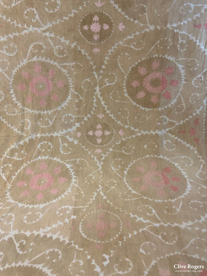 Uzbek Bleached Cotton Suzani Embroidery (435 X 270Cm)