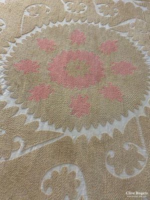 Uzbek Bleached Cotton Suzani Embroidery (435 X 270Cm)