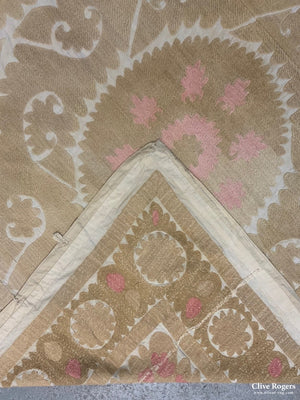 Uzbek Bleached Cotton Suzani Embroidery (435 X 270Cm)