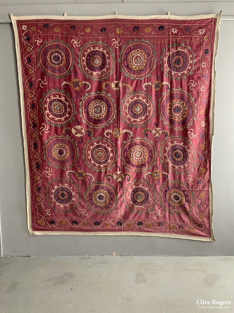 Uzbek Silk Embroidered Suzani (212 X 188Cm)