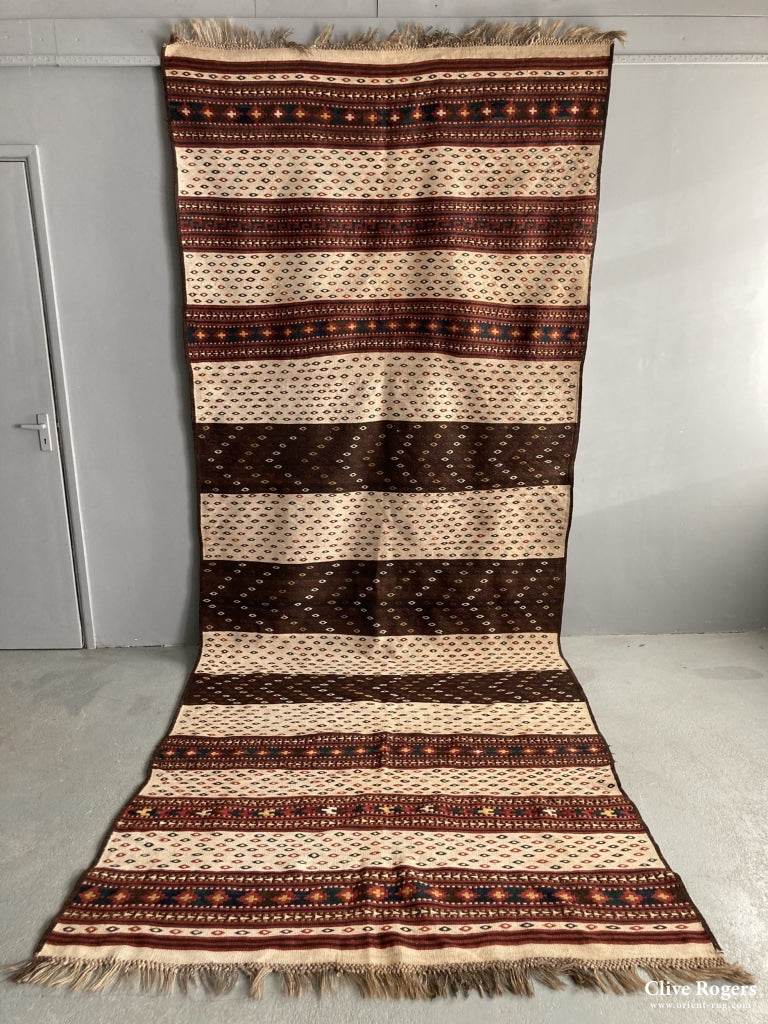 Afghan Uzbek Long Flatweave With Striped Design Mid Cent Flatweave