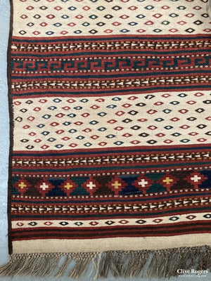 Afghan Uzbek Long Flatweave With Striped Design Mid Cent Flatweave
