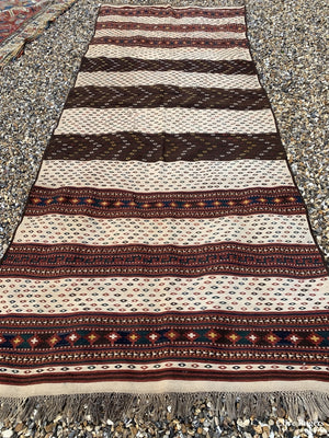 Afghan Uzbek Long Flatweave With Striped Design Mid Cent Flatweave
