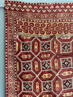 Uzbekistan Antique Wood Block Print Heavy Cotton (292 X 176Cm)