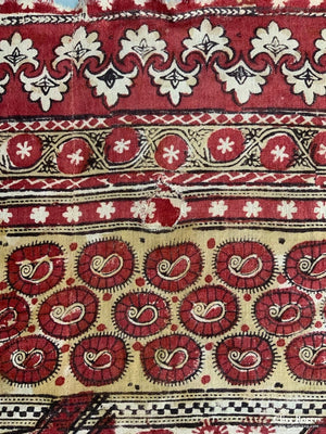 Uzbekistan Antique Wood Block Print Heavy Cotton (292 X 176Cm)