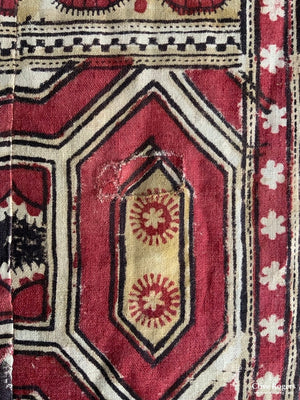 Uzbekistan Antique Wood Block Print Heavy Cotton (292 X 176Cm)