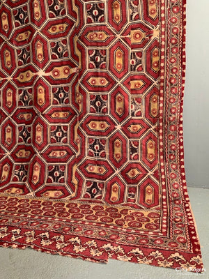 Uzbekistan Antique Wood Block Print Heavy Cotton (292 X 176Cm)