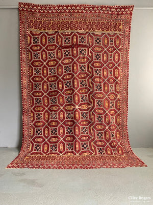 Uzbekistan Antique Wood Block Print Heavy Cotton (292 X 176Cm)