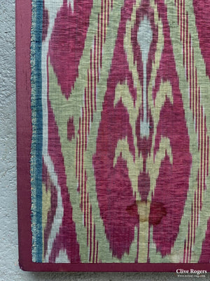 Uzbekistan Antique Warp Ikat Silk ( Mounted 92 X 47 Cm )