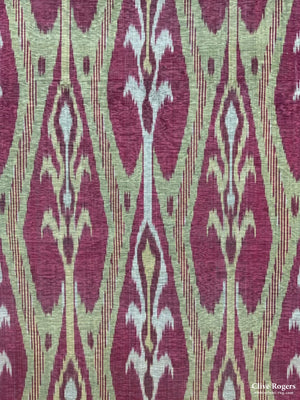 Uzbekistan Antique Warp Ikat Silk ( Mounted 92 X 47 Cm )