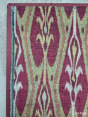 Uzbekistan Antique Warp Ikat Silk ( Mounted 92 X 47 Cm )