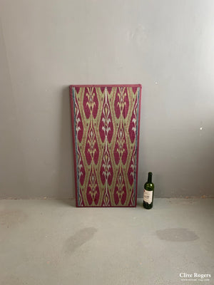 Uzbekistan Antique Warp Ikat Silk ( Mounted 92 X 47 Cm )