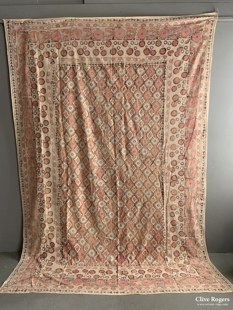 Uzbekistan Wood-Block Print On Heavy Cotton Mid 20Th Cent (283 X 200Cm) Block