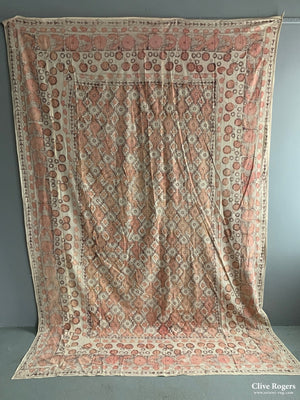 Uzbekistan Wood-Block Print On Heavy Cotton Mid 20Th Cent Block