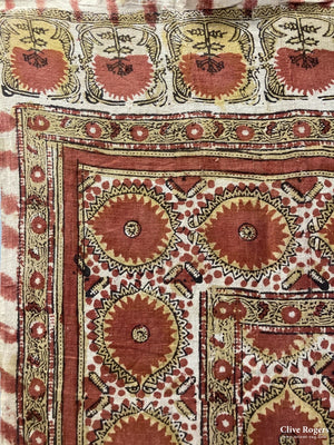 Uzbekistan Wood-Block Print On Heavy Cotton Cover Early 20Th Cent Block