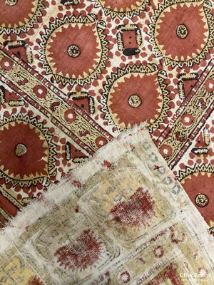 Uzbekistan Wood-Block Print On Heavy Cotton Cover Early 20Th Cent Block