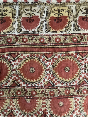 Uzbekistan Wood-Block Print On Heavy Cotton Cover Early 20Th Cent Block