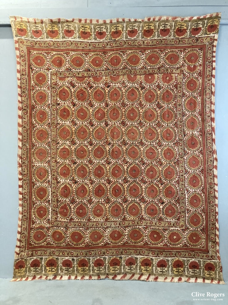 Uzbekistan Wood-Block Print On Heavy Cotton Cover Early 20Th Cent Block