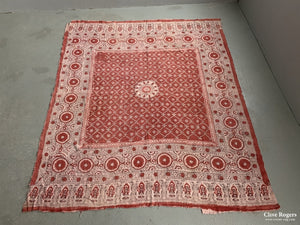 Uzbekistan Wood-Block Printed Heavy Cotton Cover Mid Cent Block Print