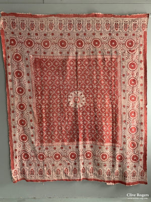 Uzbekistan Wood-Block Printed Heavy Cotton Cover Mid Cent Block Print