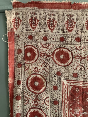 Uzbekistan Wood-Block Printed Heavy Cotton Cover Mid Cent Block Print