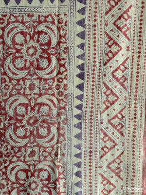 Uzbekistan Wood-Block Printed Heavy Cotton Probably Originally From A Quilt Circa 1930 Block Print