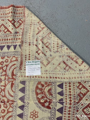 Uzbekistan Wood-Block Printed Heavy Cotton Probably Originally From A Quilt Circa 1930 Block Print