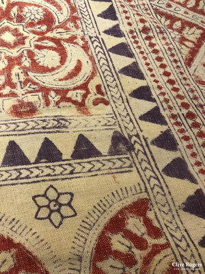 Uzbekistan Block Printed Heavy Cotton Probably Originally From A Quilt Circa 1930 Block Print